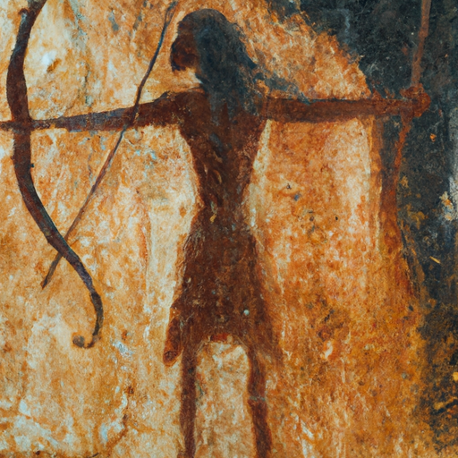 ציור מערה עתיק המתאר אדם עם מטה, אולי ייצוג מוקדם של קוסם